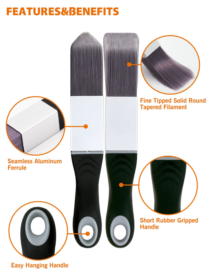 ROLLINGDOG Paint Brush for Trim - Edging Paint Brush 2PC, 1PC Triangular Brush and 1PC Square Trim Brush, Cut in, Edger, Corner, Sash Painting 2pc Detail Brush Set