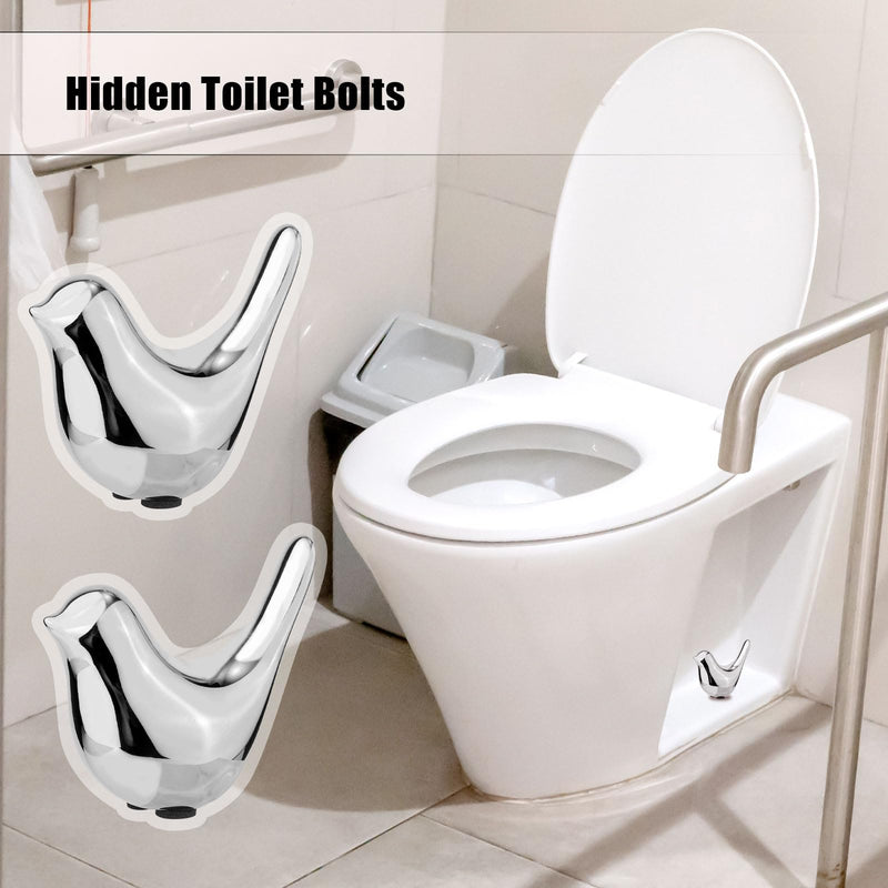 2pcs Toilet Bolt Caps, Bird Shape Ceramic Toilet Bolt Covers Hidden Toilet Screw Cover Caps Decorative Toilet Bolt Caps Animals for Bathroom Toilet Decoration (Silver) Silver