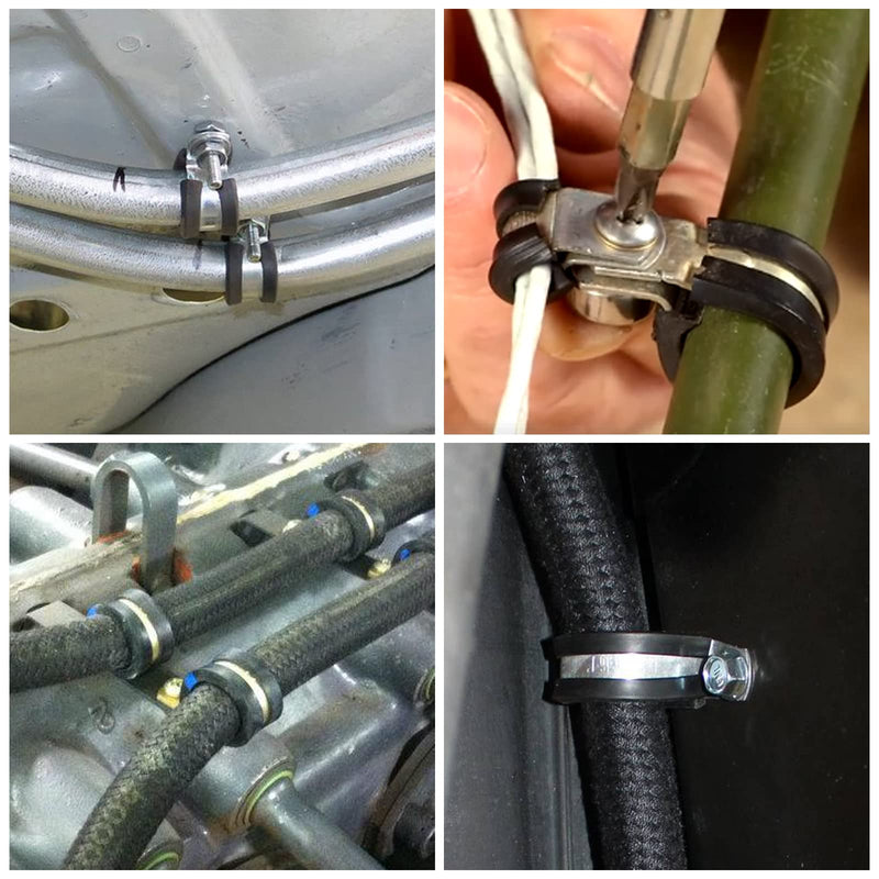 25 Pack 5/8 Inch Stainless Steel Cable Clamps, Metal Pipe Clamps Wire Clamps Conduit clamps for Tube, Pipe or Wire Loom Installation, Rubber Cussioned 5/8 in