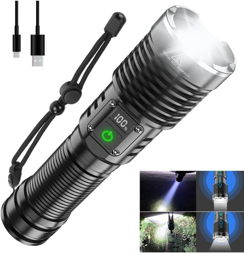 WINDFIRE Flashlights High Lumens Rechargeable, Super Bright LED Flashlight, Powerful Tactical Flashlights, Brightest Waterproof Zoomable Handheld Flash Light High Powered for Camping Emergencies L-8066