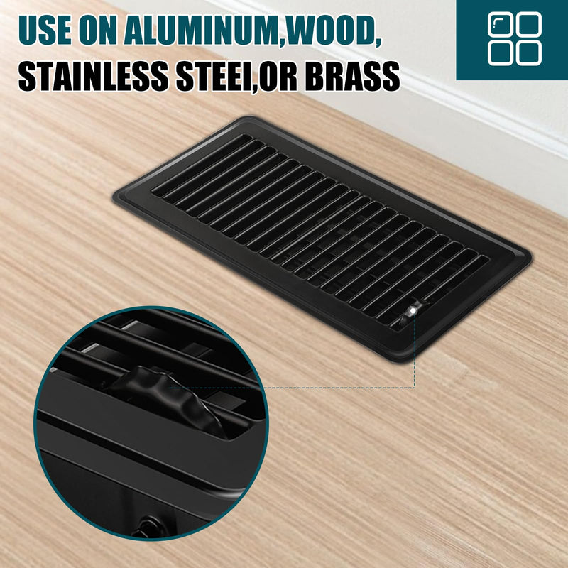 VOISEN Floor Register, 4" x 10" Floor Vents, Steel Adjustable Air Supply Grille Register Vent Cover Grill for Sidewall and Floor(Black) 4"x10"-1 Pack Black