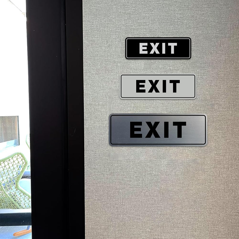 All Quality Standard Exit Wall or Door Sign | Durable Plastic and Easy Installation | Double-Sided Foam Adhesive Tape - Black - Small (1 Pack) 2 x 6" - Small (1 Pack)