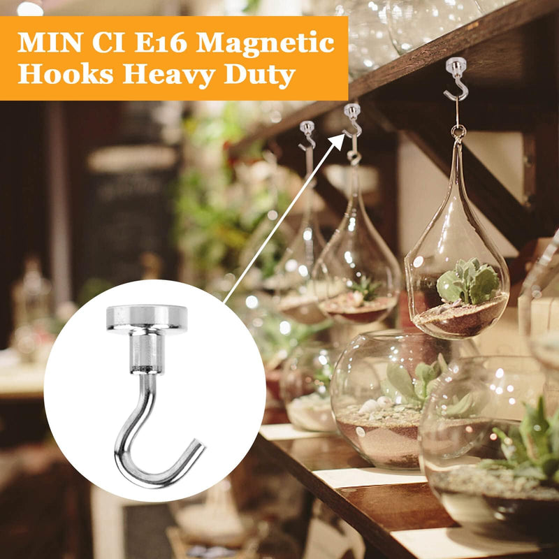 30Pcs Super Strong Magnetic Hooks, 25lbs Magnetic Hook Heavy Duty for Hanging, Rare Earth Neodymium Magnet Hooks, for Cruise Ship Camping Grill Kitchen Fridge Garage Wall E16mm_30p
