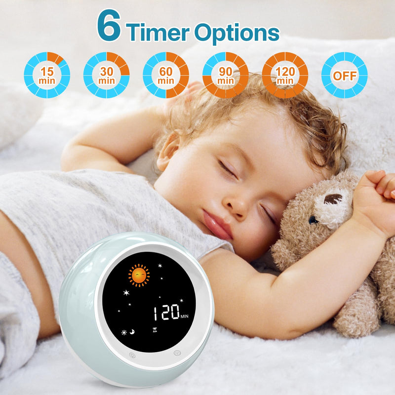 I.CODE Sun & Moon Rise Kids Alarm Clock, Children's Sleep Trainer ,Sleep Sound Machine, Wake Up Light & Night Light ,Teach Kids Day & Night