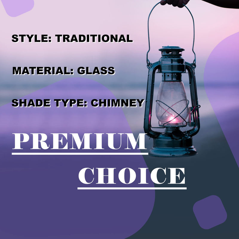 Ciata Oil Lamp, Glass, Victorian Hurricane Chimney Lamp Globe Replacement, 8-1/2 Inch Handblown Clear Glass Chimney Lamp Shade with 3 Inch Fitter and 4 Inch Bulge - 2 Pack 3 Inch - 8-1/2 Inch Clear - 2 Pack