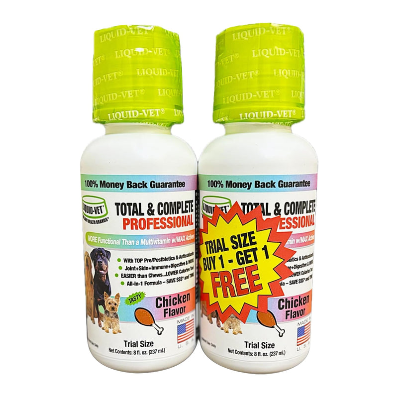 LIQUID-VET Total & Complete Support for Dogs – Joint, Allergy, Digestive & Immune Health – 10 Active Ingredients in 1 - Made for Picky Eaters (8 Fluid Ounces, Chicken) 8 Fluid Ounces