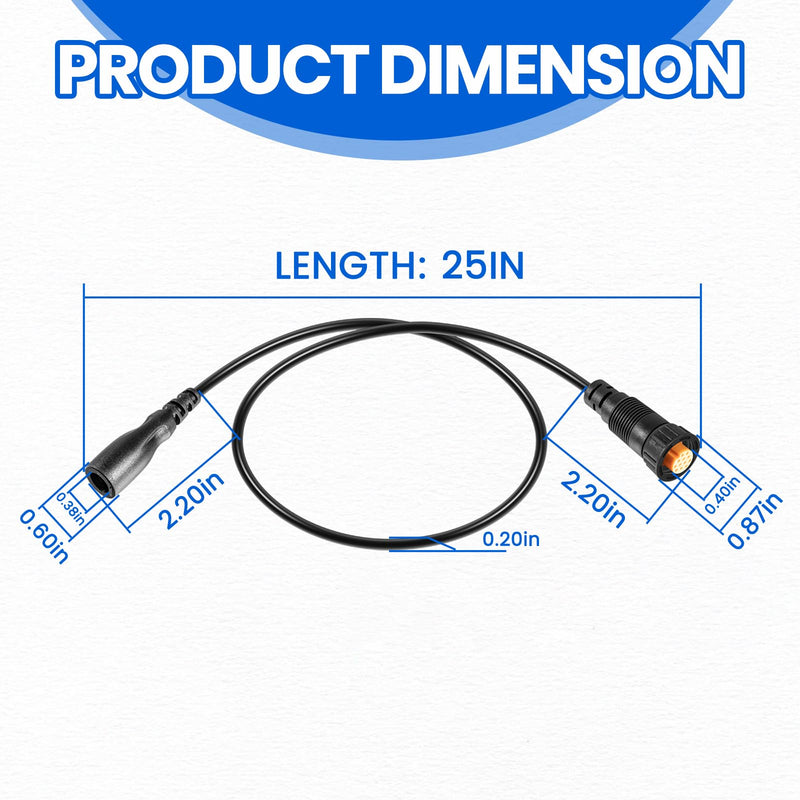 Replace for Garmin 010-12718-00 Sounder Adapter Cable, Connects 4-Pin Transducer to 12-Pin Fish Finder, for Garmin echoMAP Chirp/Plus/Ultra/UHD/UHD2 Series Fish Finders, 25-inch