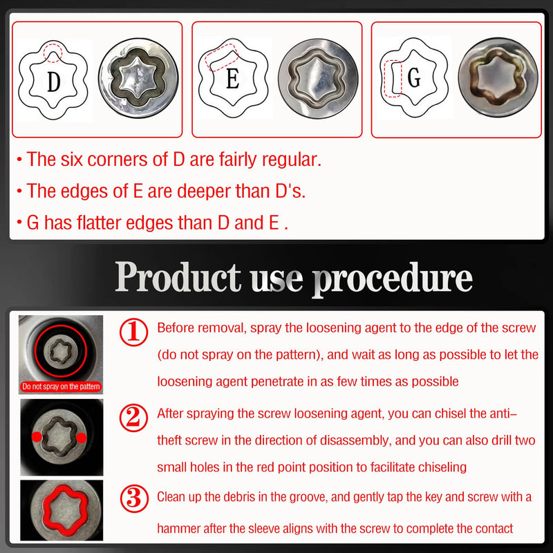 C-Wheel Locking Nut Key Compatible with Toyota Models, Lexus, Tacoma, Wheel Lock Nut Socket Adapter Set, Wheel Anti-Theft Lug Nut Removal Tool Socket C