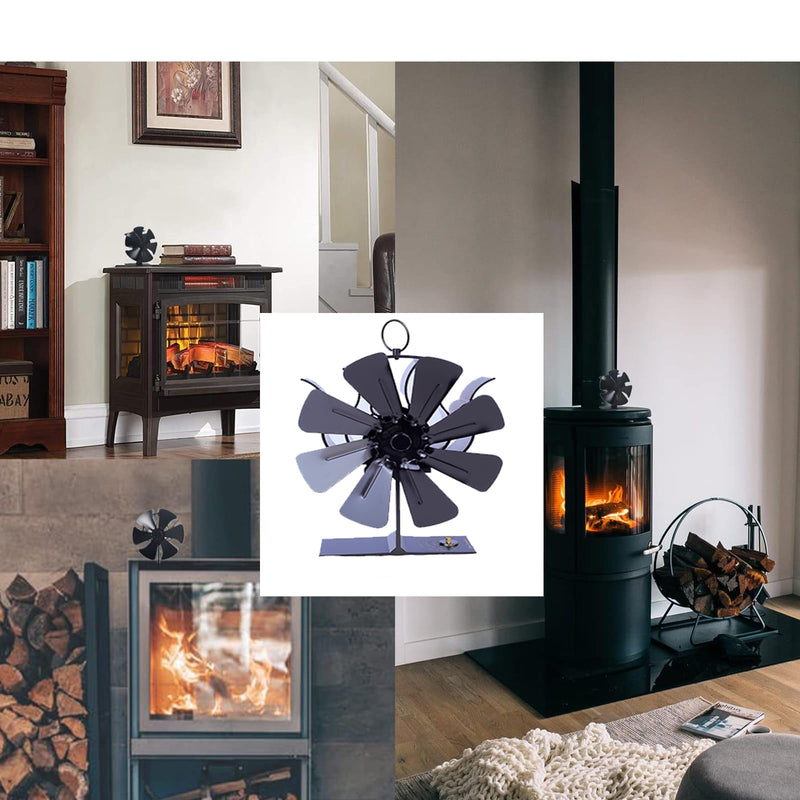 Melede 8-Blade Heat Powered Stove Fan for Wood/Log Burner/Fireplace increases 80% more warm air than 2 blade fan LARGE
