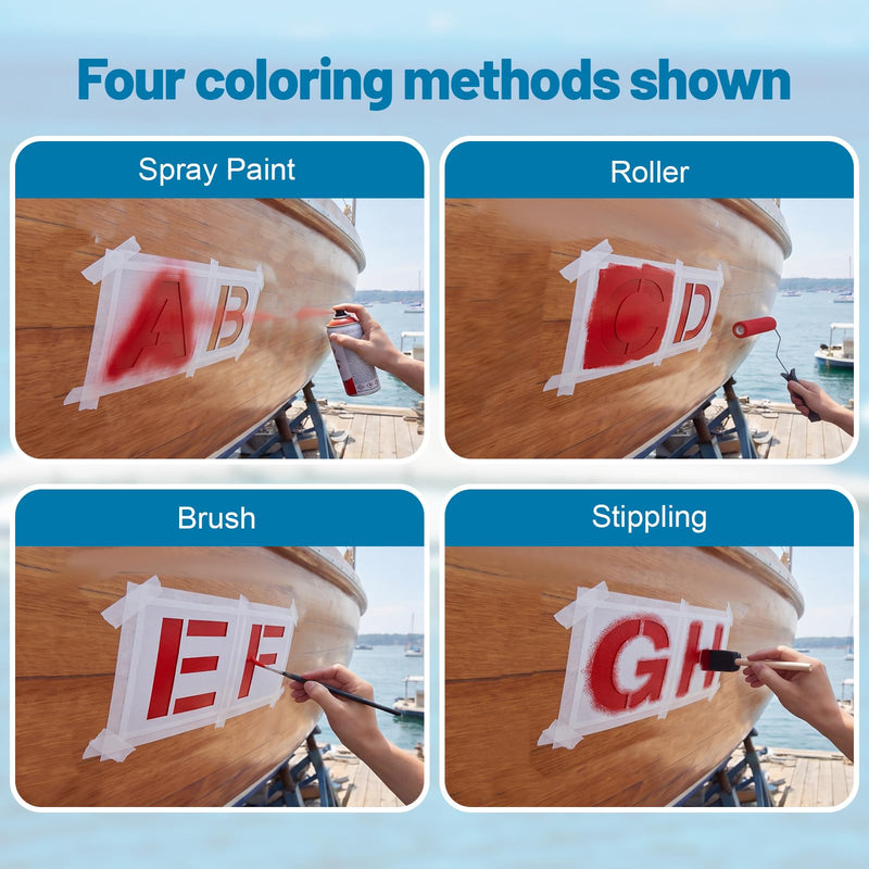 Boat Registration Stencil Kit, 108 Pcs Reusable 3 Inch Marine Letter and Number Stencils, Alternative to Boat Number Stickers for Boats, Kayaks and Pwcs