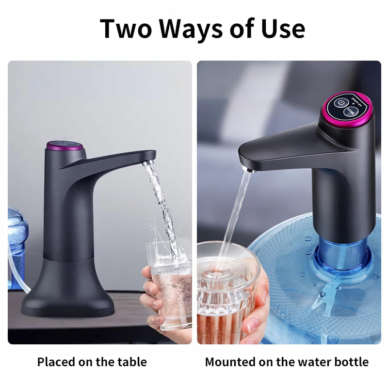 5 Gallon Water Pump, Water Dispenser for 5 Gallon Bottle, USB Rechargeable Water Jug Dispenser, Portable Automatic Water Pump for Home, Black