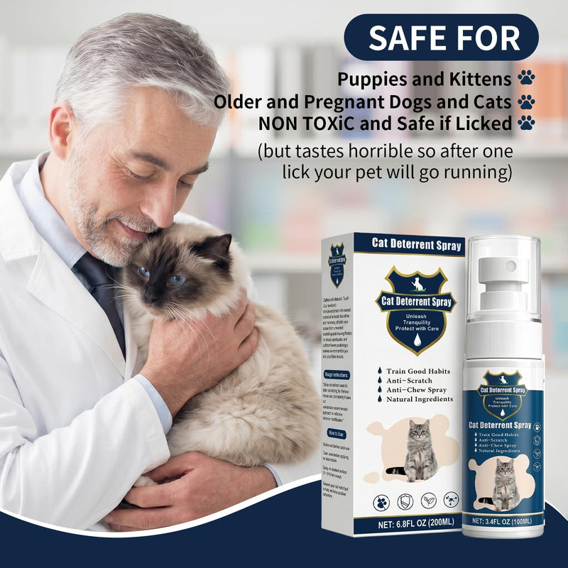 2 Bottles Cat Deterrent Spray – Stop Scratching & Chewing Without Stress, Natural Non-Toxic Training Spray for Cats & Kittens, Indoor Outdoor Furniture & Carpet Protector (Blue) Blue