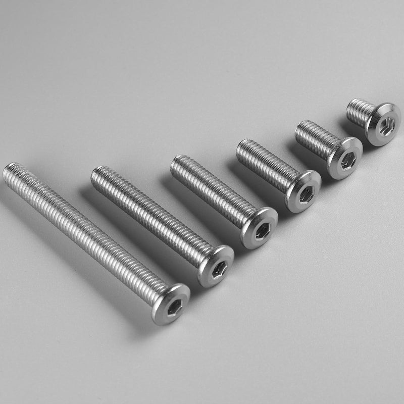 M6-1.0 x 35mm Flat Head Hex Socket Cap Screws Bolts 10Pcs, M6 Bolt 304 Stainless Steel 18-8 Furniture Bolts Full Thread, with Hex Spanner M6 x 35mm Silver 10