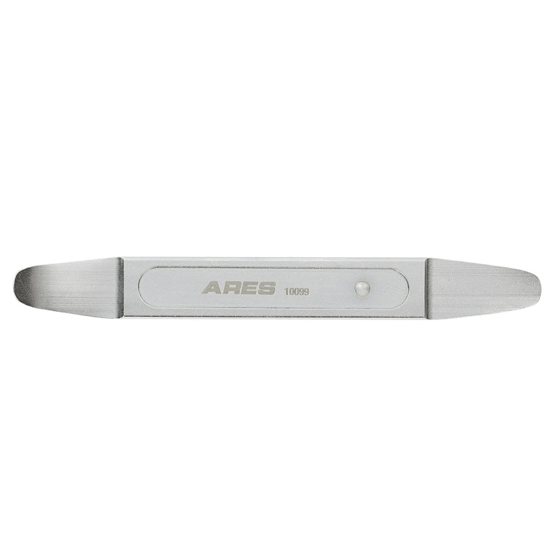 ARES 10099 - Compact Double End Metal Skin Wedge Prybar Tool - Durable Prybar Removes Trim, Paneling, Fasteners, and More - Compact Design with Curved and Straight Ends for Increased Versatility Compact Double End Skin Wedge Pry Tool