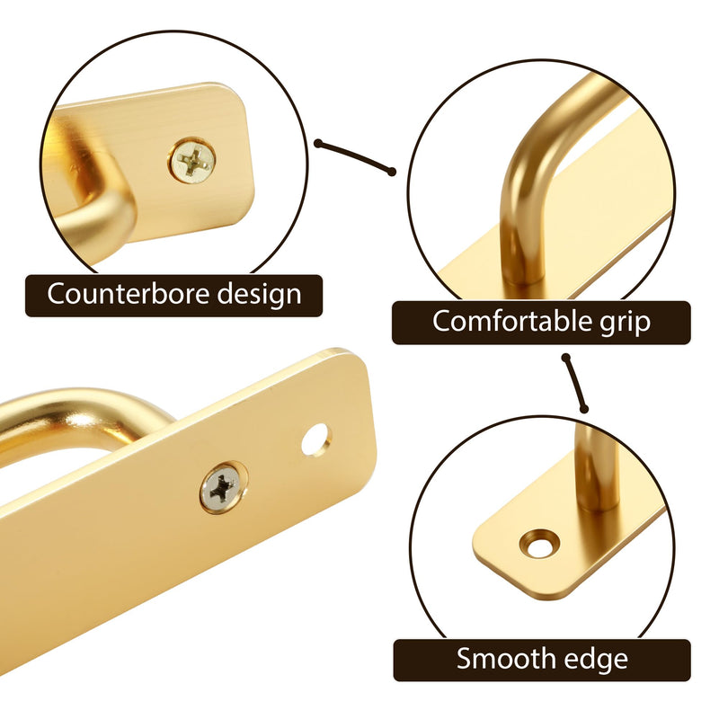 Malimali 4 Pack Gold Barn Door Handles, 5" Hole Center Gate Handle Sliding Door Handles Modern Aluminium Door Pull for Pocket Door Bifold Closet Doors Hardware Replacement 5"/128MM Hole Centers Gold-4 Pack