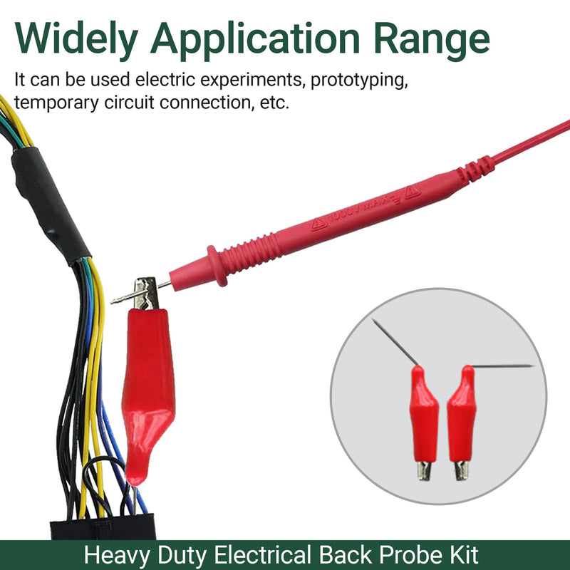 24 in 1 Heavy Duty Electrical Back Probe Kit | 4 PCS Extended Back Probe Wires | 20 PCS Alligator Clip to Back Probe Needle