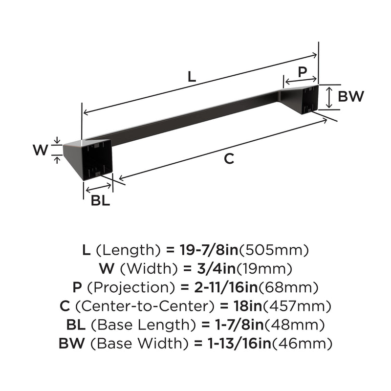 Amerock BH36003ORB | Oil Rubbed Bronze Towel Bar | 18 inch (457 mm) Center-to-Center Towel Rack | Blackrock | Bathroom Towel Holder | Bathroom Hardware | Bath Accessories