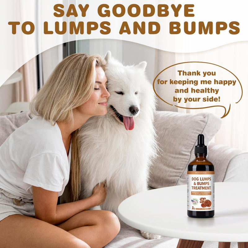 Dog Lumps and Bumps Treatment – Mushroom Supplement for Dogs – Lipoma Reduction, Boosts Immune Health, and Enhances Energy – with Reishi & Turkey Tail Mushrooms, 3.52 oz (Liquid)