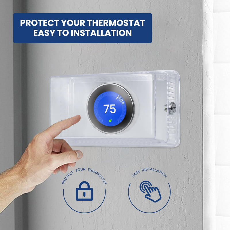 Thermostat Lock Box with Key 10" L x 6.2" W x 3.8" H, Large Thermostat Guard for Thermostat on Wall, Lock Box for AC Thermostat