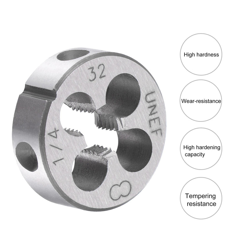 uxcell Round Threading Dies 1/4"-32 UNEF, Alloy Tool Steel Machine Thread Repair Hand Tool