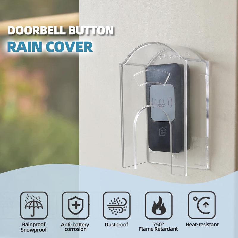 Door Bell Push Button Cover Weatherproof,Doorbell Rain Cover for Protective - Transparent and Waterproof - Doorbell Shield Ideal for Outdoor Use