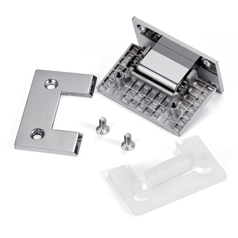 Ranbo 90 Degree Shower Glass Door Hinge, Polished Chrome, 1 Pack | solid 5mm-thick 304 stainless steel, wall to glass mount, for 5/16"-1/2" (8mm-12mm) thick frameless doors