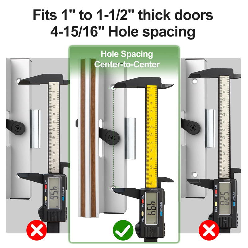 Baomain Surface Mount Sliding Patio Door Handle Set, 4-15/16" Hole Spacing C-to-C, Clamp Style Aluminum Replacement for Sliding Glass Doors, White with Woodgrain Finish 4-15/16 Inch (Hole Spacing)