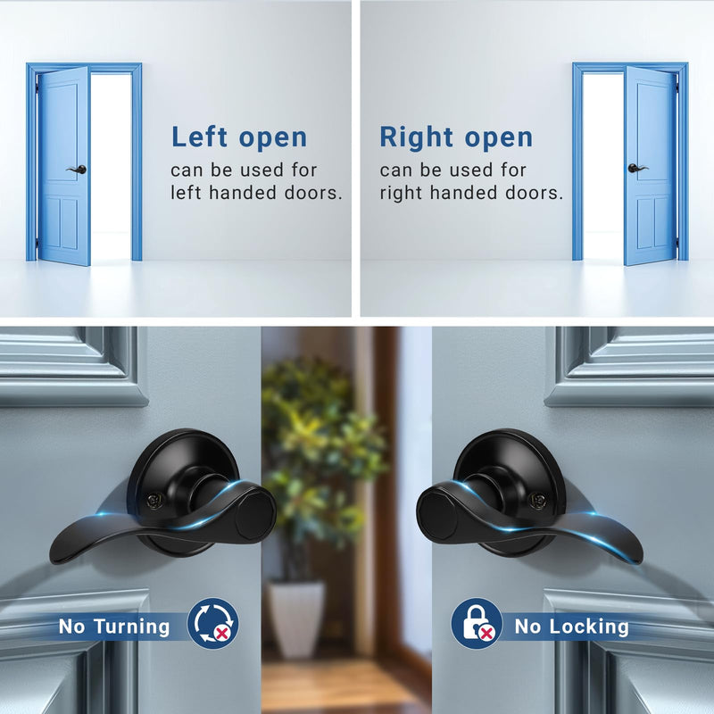 Knobonly 1 Pack Single Side Closet Door Handles, Non-Turning Right and Left Black Dummy Door Handle, Door Handle no Lock, Zinc Alloy