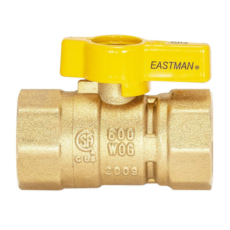 Eastman 3/4 Inch FIP Straight Gas Ball Valve with 1/4-Turn Handle, Brass Plumbing Fitting, 60011 3/4 in.