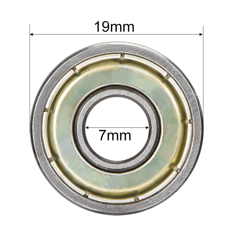 uxcell 607ZZ Deep Groove Ball Bearing Double Shield 607-2Z 80017, 7mm x 19mm x 6mm High Carbon Steel Z1 Bearings (Pack of 10) 7mmx19mmx6mm
