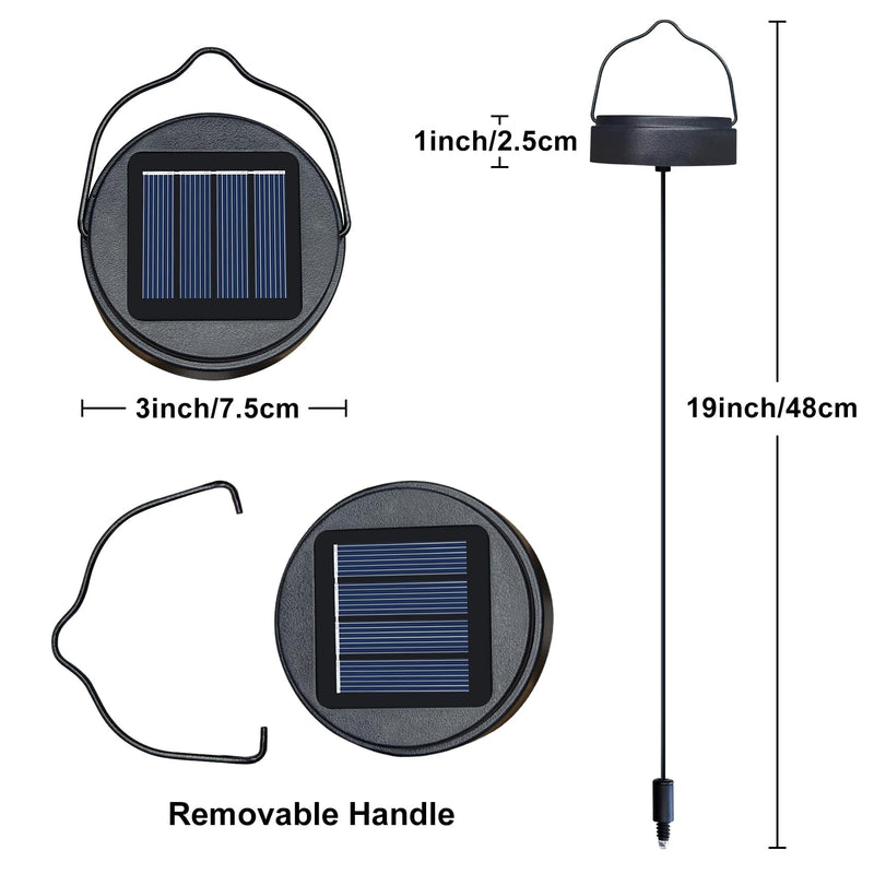 AA 600Mah Solar Light Replacement Top Parts for Solar Outdoor Lantern, Waterproof LED Lights for Yard, Garden, Patio Decor DIY Gifts (1Pack) Black1