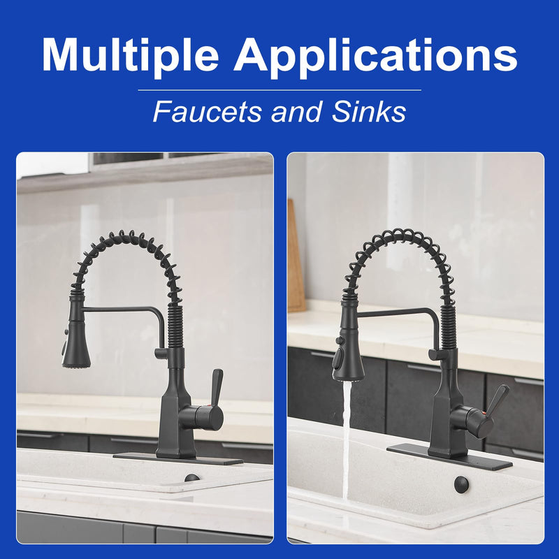 Matte Black Faucet Plate, Sink Hole Cover, Faucet Deck Plate 10 Inch 1 or 3 Hole Long Rectangle Cover Deck Plate Faucet Escutcheon for Bathroom Kitchen Vanity Sink Faucet Stainless Steel 10" Right Angle Matte Black