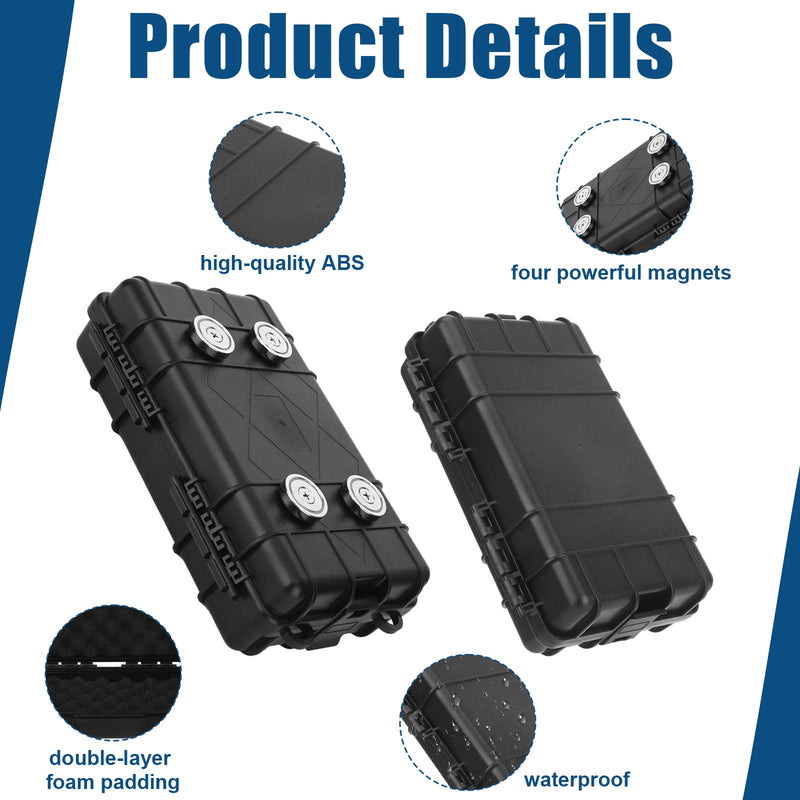 Upgrade Large Magnetic Key Holder Box Under Car, Upgraded Magnetic Storage Box for Hide a Key Outside Waterproof Keys Hider Outdoor, Concealed Storage Case Under Trackers, 7.48" x 4.33" x 1.97", Black