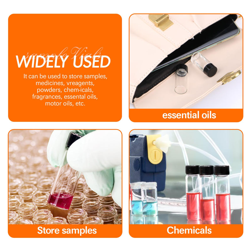 20 PCS 20 ML (5 dram) Clear Small Liquid Sample Glass Vials with Screw Caps, 27.5 mm Diameter x 57 mm Length Leak-Proof Vial, 24-414 Black Screw Cap with PE Liners 27.5*57mm 5 Dram & 20ml Vial