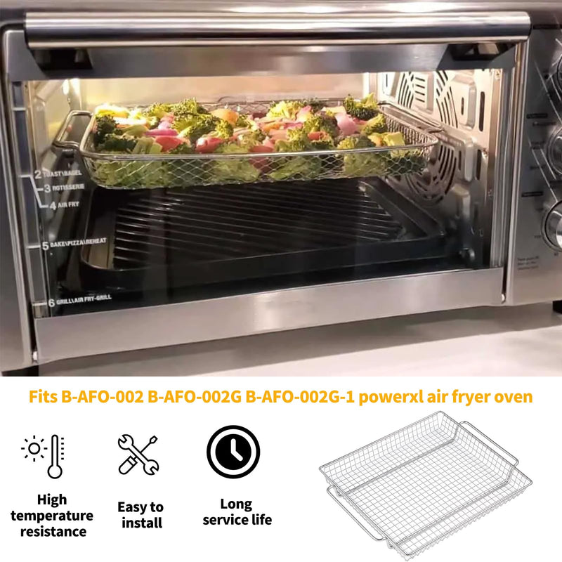 Allstare B-AFO-002G-1 Crisper Tray Replacement Parts for PowerXL Air Fryer Toaster Oven 304 Stainless Steel Air Fryer Basket B-AFO-002 PowerXL Air Fryer Grill Oven Accessories Mesh Basket Baking Pan