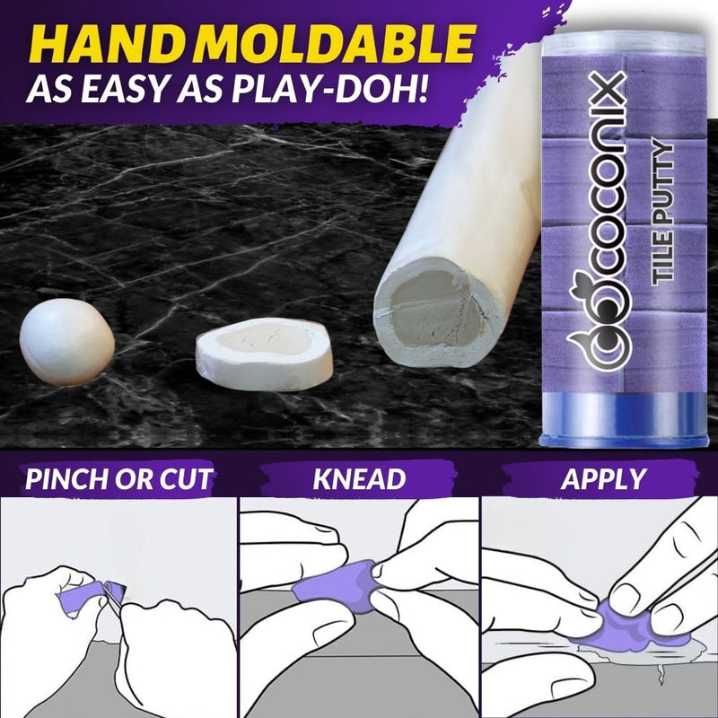 Coconix Tile & Stone Repair Kit with Epoxy Putty Stick, Fix Cracked Porcelain, Ceramic, Fiberglass, Super Strong Adhesion, Color Match for Any Floor & Wall Mosaic, Fast-Drying, Seamless,Durable Repair (Multi) Multi
