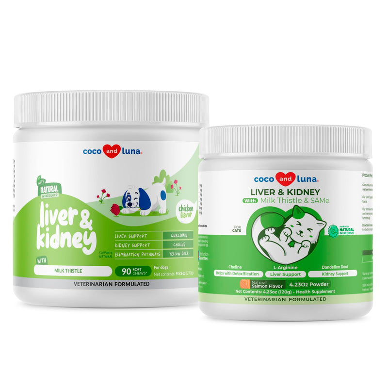 Liver and Kidney Soft Chews for Dogs & Liver and Kidney Support Powder for Cats