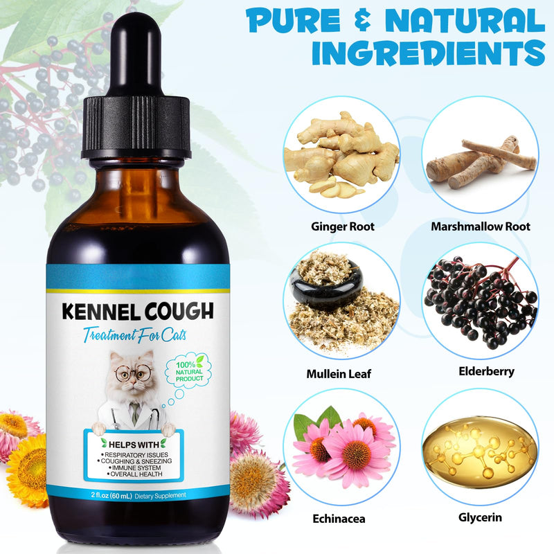 Kennel Cough for Cats, Kennel Cough Herbal Drops, Cats Cough Reliel Liquid Drop for Cats Allergy Relief, Soothes Cats Cough, Pet Health Supplies for Cat Cough Care, Chicken Flavor - 1 Pack / 2 Fl oz - PawsPlanet Australia