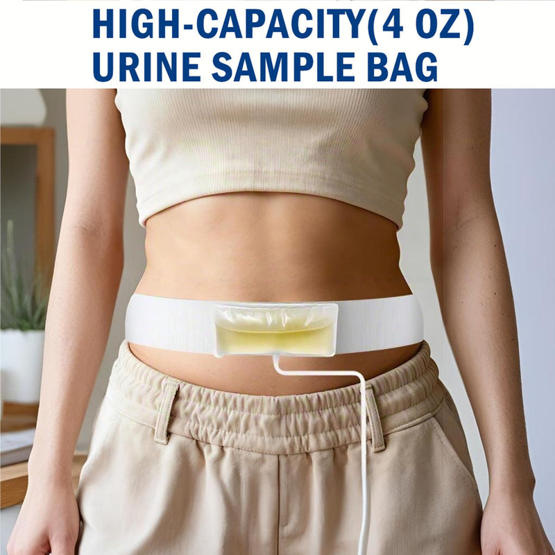 Urine Test Complete Kit – 2 to 4 oz Concealed Sample Bag with Adjustable Belt,Urine Test for Hospital & Infirmary with Thermometer Stickers and Silicone Funnel