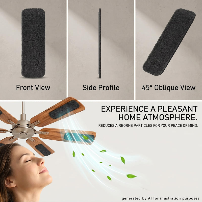 21 Pack Ceiling Fan Filters for Blades, Fan Blade Air Purifier Pads Black-21packs