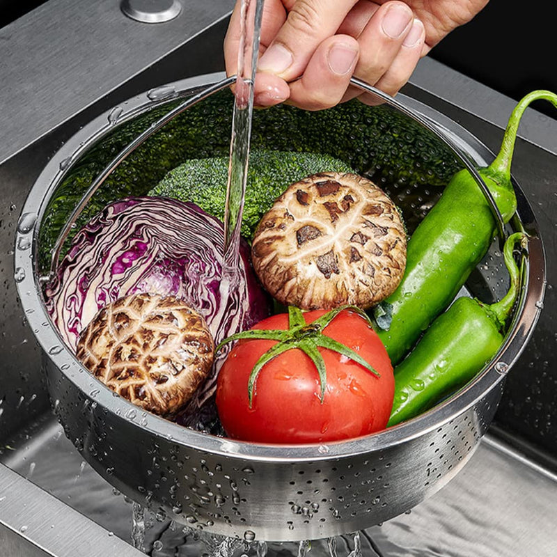 Luxshiny Stainless Steel Steamer Basket 7.79 in Vegetable Food Steamer Basket with Drainable Holes for Rice Dumplings Seafood Vegetables Eggs Potatoes and Corn