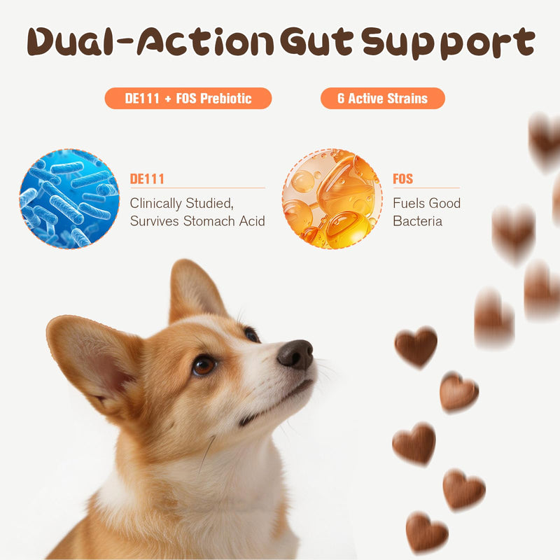 Probiotics for Dogs,Dog Probiotics 120 Soft Chews,Digestive Enzymes for Gut Flora, Dog is Human Digestive Enzymes Relieve Diarrhea Immunity Oral Problems Itching Constipation