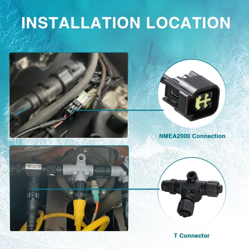 EVRBUL Engine Interface Cable NMEA2000 Network Connection with T-Connector Compatible with Yamaha Outboard Engine 2006-2023 Replace# 000-0120-37 3004.6865 (16Ft)