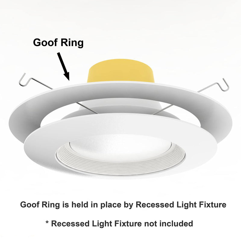 6 Pack Gloss White Goof Trim Ring for 8" Inch Recessed Can Lighting Down Light, Outer Diameter 8.6 Inches, Inner Diameter 6.2 Inches 6 Pack