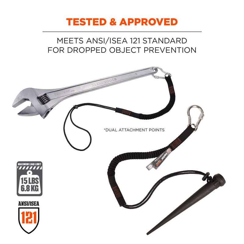 Ergodyne Squids 3105 Tool Lanyard with Aluminum Screw Lock Carabiner, Tool Weight Capacity 15lbs , Black Each - NewNest Australia