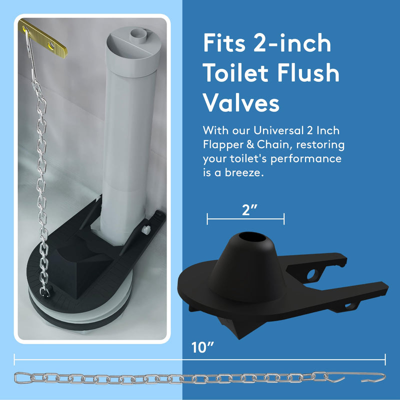 RAVINE Universal Front Mount Chrome Toilet Handle Replacement Kit with 2 Inch Toilet Flapper Replacement - Easy Install Toilet Repair Parts, Fits Most Toilet Tanks