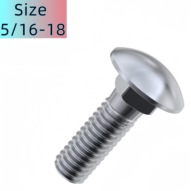 5/16"-18 X 2(25pc) Stainless Carriage Bolt, 18-8 Stainless Steel Full Thread Coverage,Carriage Bolt,by SANTIE 5/16"-18 X 2"(25pc)