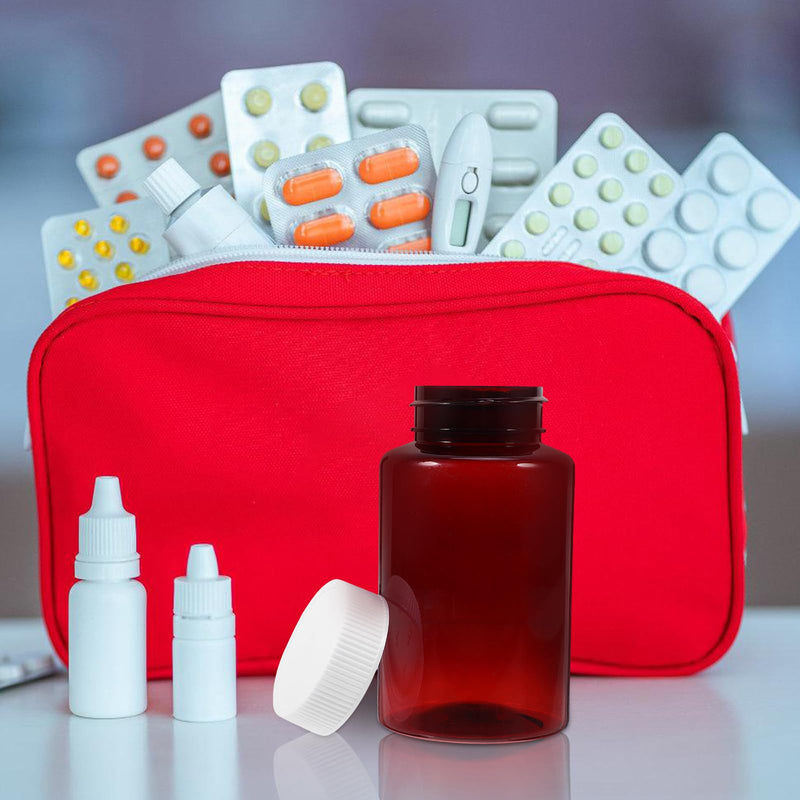iplusmile 12 Pack Plastic Medicine Bottles with Caps 4.33X2.36X2.36In Empty Pills Medicine Containers Leak-Resistant for Travel and Home Storage 11.00X6.00X6.00CM Dark Red