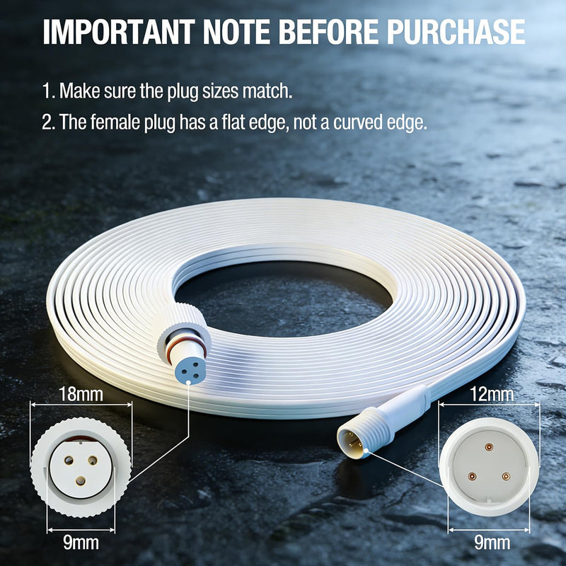 16FT Extension Cable for Govee Outdoor Permanent Lighting Extension Cord,IP68 Waterproof Extension Cord for Govee H705A H705B H705C H706A H706B and H706C Models