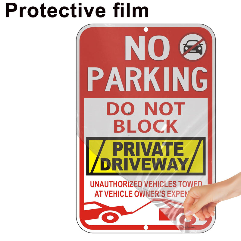 2 Pack Large No Parking Sign Do not Block Private Driveway Signs, "Unauthorized Vehicles Towed At Vehicle Owner’s Expense" Metal Sign,18 x 12 x 0.04 Inches Fade Free&Rustproof Durable Aluminum 18"x12"- 2Pack Red
